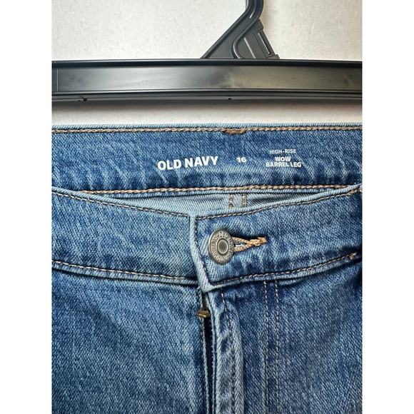 Old Navy Women High-Waisted Wow Barrel Leg Ankle Jeans Blue Medium Wash 16 - Picture 7 of 12